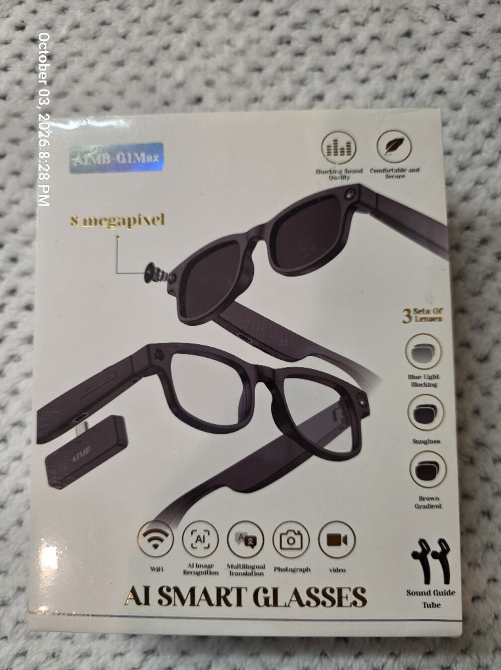 Wireless Audio Sunglasses in Black - With Camera!